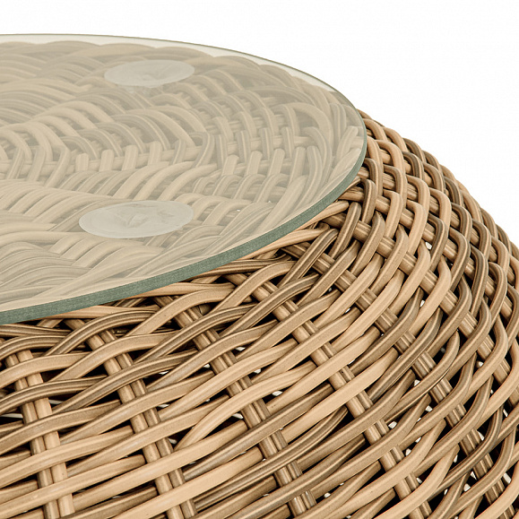 Барселона кофейный столик из искусственного ротанга, цвет соломенный фото 2