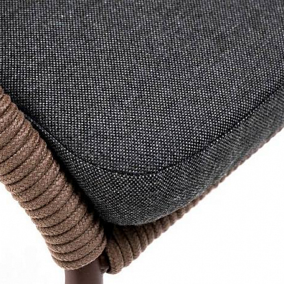 Стул Милан 4SIS плетеный из роупа, каркас алюминий коричневый (RAL8016) муар, роуп коричневый круглый, ткань темно-серая 27 фото 2