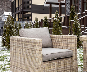 Обеденный комплект Karl Royal Family из искусственного ротанга с обеденным столом, цвет бежевый