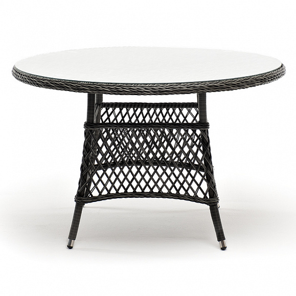 Эспрессо плетеный круглый стол, диаметр 118 см, цвет графит фото 2