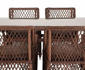 Плетеная обеденная группа Латте-160 L 4SIS из искусственного ротанга, цвет коричневый