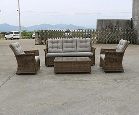 Лаунж-зона Victor Royal Family из искусственного ротанга, цвет коричневый