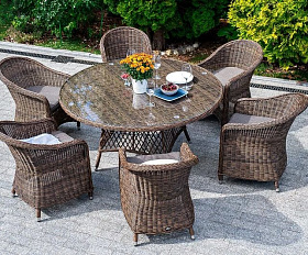 Обеденная группа Эспрессо-150 R 4SIS из искусственного ротанга, цвет коричневый
