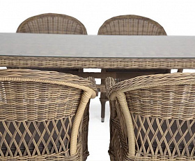 Обеденная группа Амароне 4SIS из искусственного ротанга, цвет соломенный