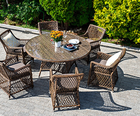 Эспрессо плетеный круглый стол, диаметр 150 см, цвет коричневый