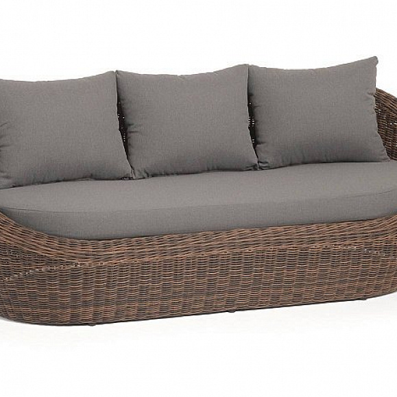 Диван Барселона 4SIS из искусственного ротанга трехместный, цвет коричневый фото 2