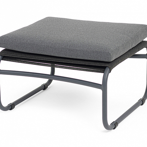 Ането пуф плетеный из роупа, каркас алюминий темно-серый (RAL7024) муар, роуп темно-серый круглый фото 1