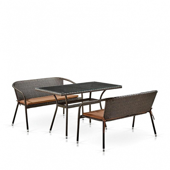 Комплект мебели из иск. ротанга T286A/S139A-W53 Brown фото 2