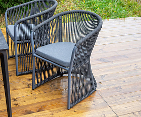 Романо обеденная группа на 6 персон, каркас темно-серый, роуп темно-серый