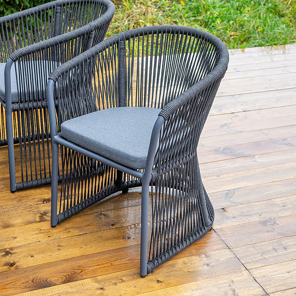 Романо обеденная группа на 6 персон, каркас темно-серый, роуп темно-серый фото 6