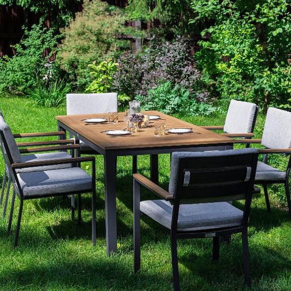 Обеденный комплект Oscar Royal Family со столешницей из поливуда, цвет светло-серый фото 1