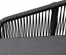 Канны диван модульный плетеный из роупа, каркас алюминий темно-серый (RAL7024), роуп темно-серый круглый, ткань темно-серая