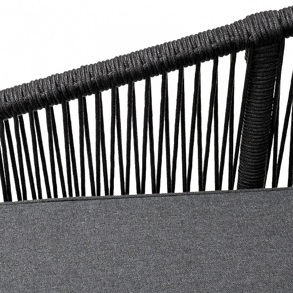 Канны диван модульный плетеный из роупа, каркас алюминий темно-серый (RAL7024), роуп темно-серый круглый, ткань темно-серая фото 7