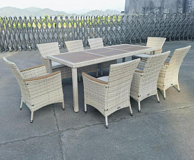 Обеденный комплект Amelia Royal Family из искусственного ротанга на 8 персон, цвет бежевый