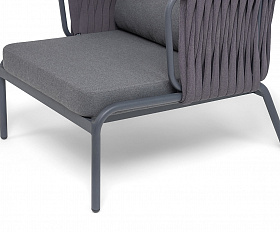 Ронда кресло плетеное из роупа, каркас алюминий темно-серый (RAL7024) муар, роуп серый 40 мм tex, ткань темно-серая 027