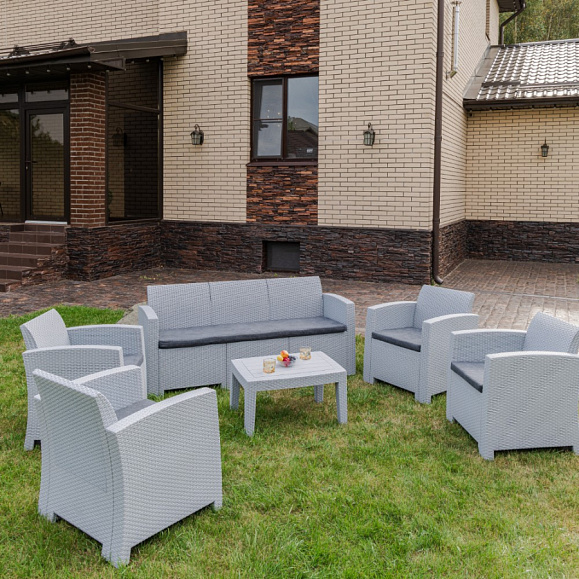 Обеденный комплект Lana XL Royal Family из пластика, цвет светло-серый фото 2