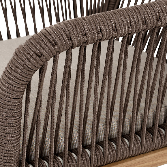 Лион стул плетеный из роупа, основание дуб, роуп коричневый круглый, ткань бежевая 15052 фото 5