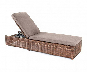 Шезлонг Рим 4SIS из искусственного ротанга, цвет коричневый с подушкой