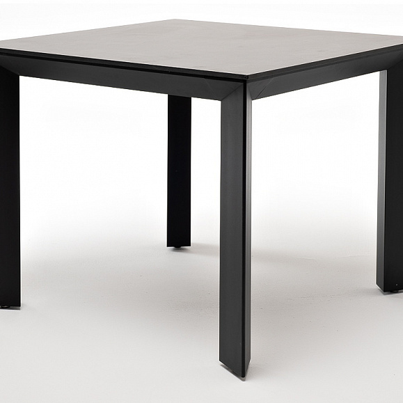 Венето обеденный стол из HPL 90х90см, цвет серый гранит, каркас черный фото 1