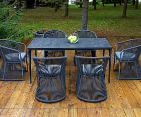 Романо обеденная группа на 6 персон, каркас темно-серый, роуп темно-серый