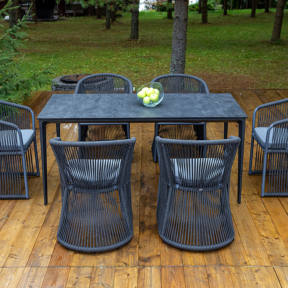 Романо обеденная группа на 6 персон, каркас темно-серый, роуп темно-серый фото 2