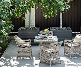 Плетеная обеденная группа Айриш 4SIS из искусственного ротанга, цвет бежевый