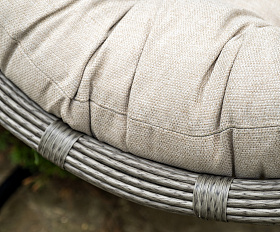 Венеция подвесное кресло-кокон из искусственного ротанга, цвет серый с бежевой подушкой