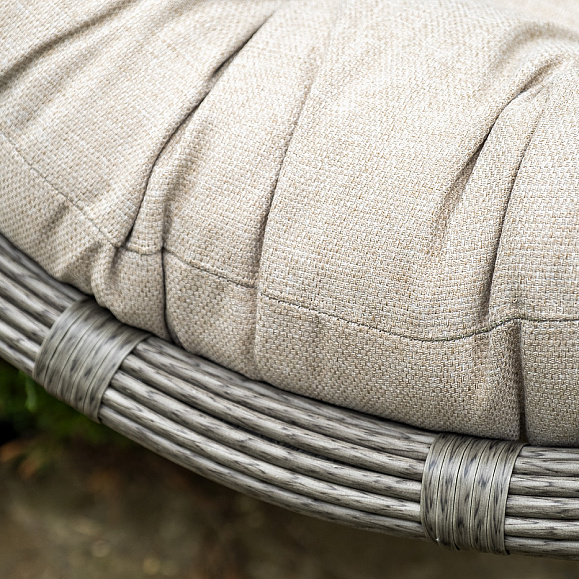 Венеция подвесное кресло-кокон из искусственного ротанга, цвет серый с бежевой подушкой фото 3