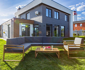 Лаунж-зона Brooklyn Royal Family из дерева с угловым диваном, цвет серый