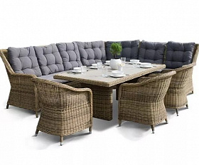 Обеденная группа Бергамо 4SIS из искусственного ротанга, цвет соломенный