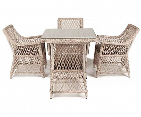 Плетеная обеденная группа Айриш 4SIS из искусственного ротанга, цвет бежевый
