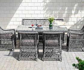 Диван двухместный Латте 4SIS из искусственного ротанга, цвет графит