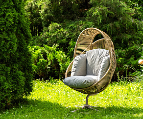 Барселона кресло-кокон из искусственного ротанга, цвет соломенный