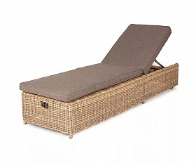 Шезлонг Рим 4SIS из искусственного ротанга, цвет соломенный с подушкой
