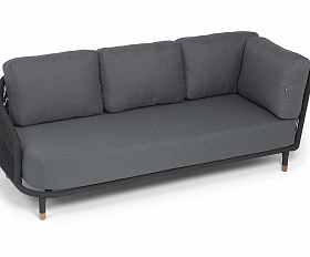 Верона правый-угол модуль плетеный из роупа, каркас алюминий темно-серый (RAL7024) муар, роуп темно-серый круглый, ткань темно-серая 027, L220х89