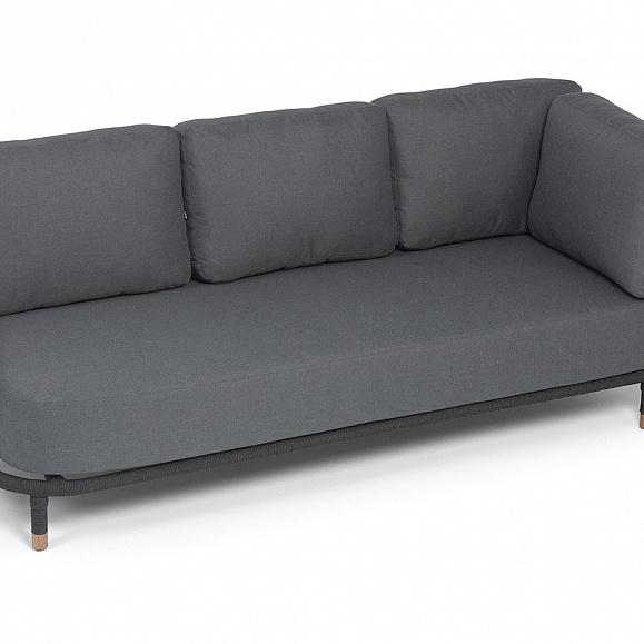 Верона правый-угол модуль плетеный из роупа, каркас алюминий темно-серый (RAL7024) муар, роуп темно-серый круглый, ткань темно-серая 027, L220х89 фото 4