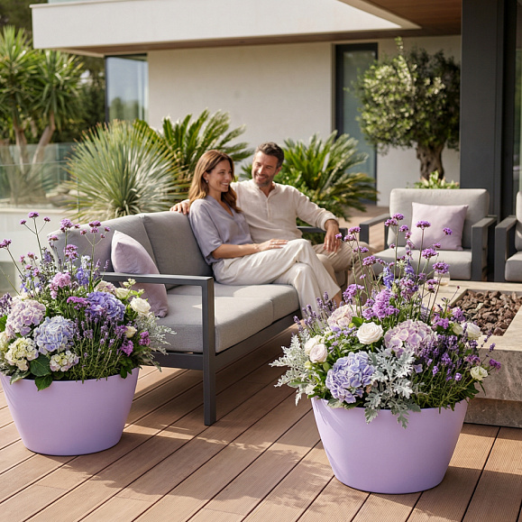 Кашпо Concretika Боул D80H45 Лаванда 300 6035 фото 1