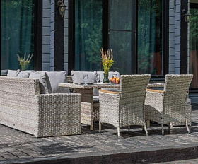 Угловой комплект Zorro Wood Double Royal Family из искусственного ротанга, цвет бежевый