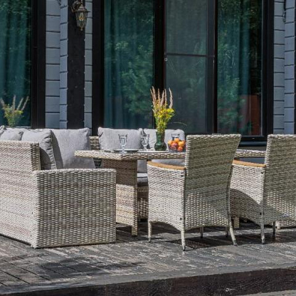 Угловой комплект Zorro Wood Double Royal Family из искусственного ротанга, цвет бежевый фото 4