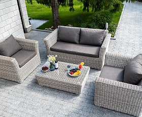 Капучино Сингл лаунж-зона из искусственного ротанга, цвет бежевый