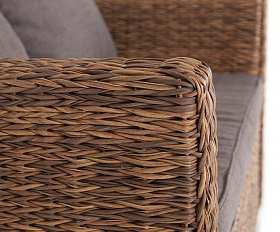 Диван двухместный Капучино 4SIS из искусственного ротанга (гиацинт), цвет соломенный
