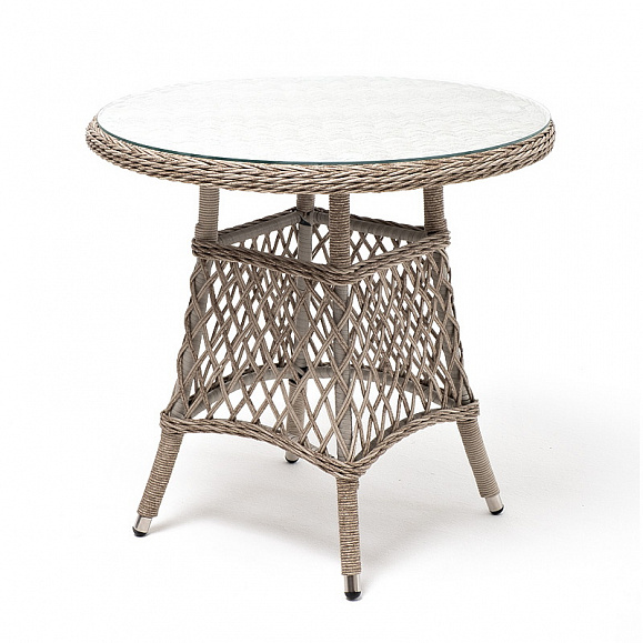 Эспрессо плетеный круглый стол, диаметр 80 см, цвет бежевый фото 1