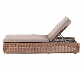 Шезлонг Рим 4SIS из искусственного ротанга, цвет коричневый с подушкой