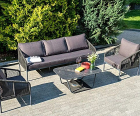 Диван трехместный Канны 4SIS из роупа (веревки), цвет темно-серый