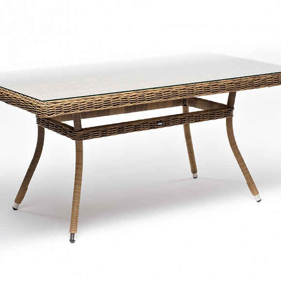 Латте плетеный стол из искусственного ротанга 140х80см, цвет соломенный фото 3