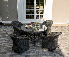 Равенна обеденная группа плетеная, цвет графит