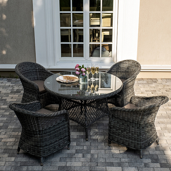 Равенна обеденная группа плетеная, цвет графит фото 2