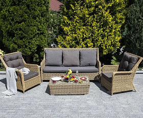 Лаунж-зона Гляссе 4SIS из искусственного ротанга, цвет соломенный