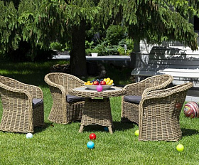 Кофейный столик Равенна 4SIS из искусственного ротанга, цвет соломенный