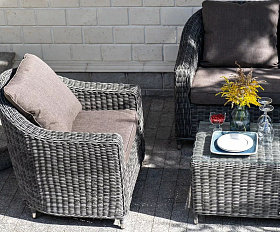 Лаунж-зона Кон Панна 4SIS из искусственного ротанга, цвет графит